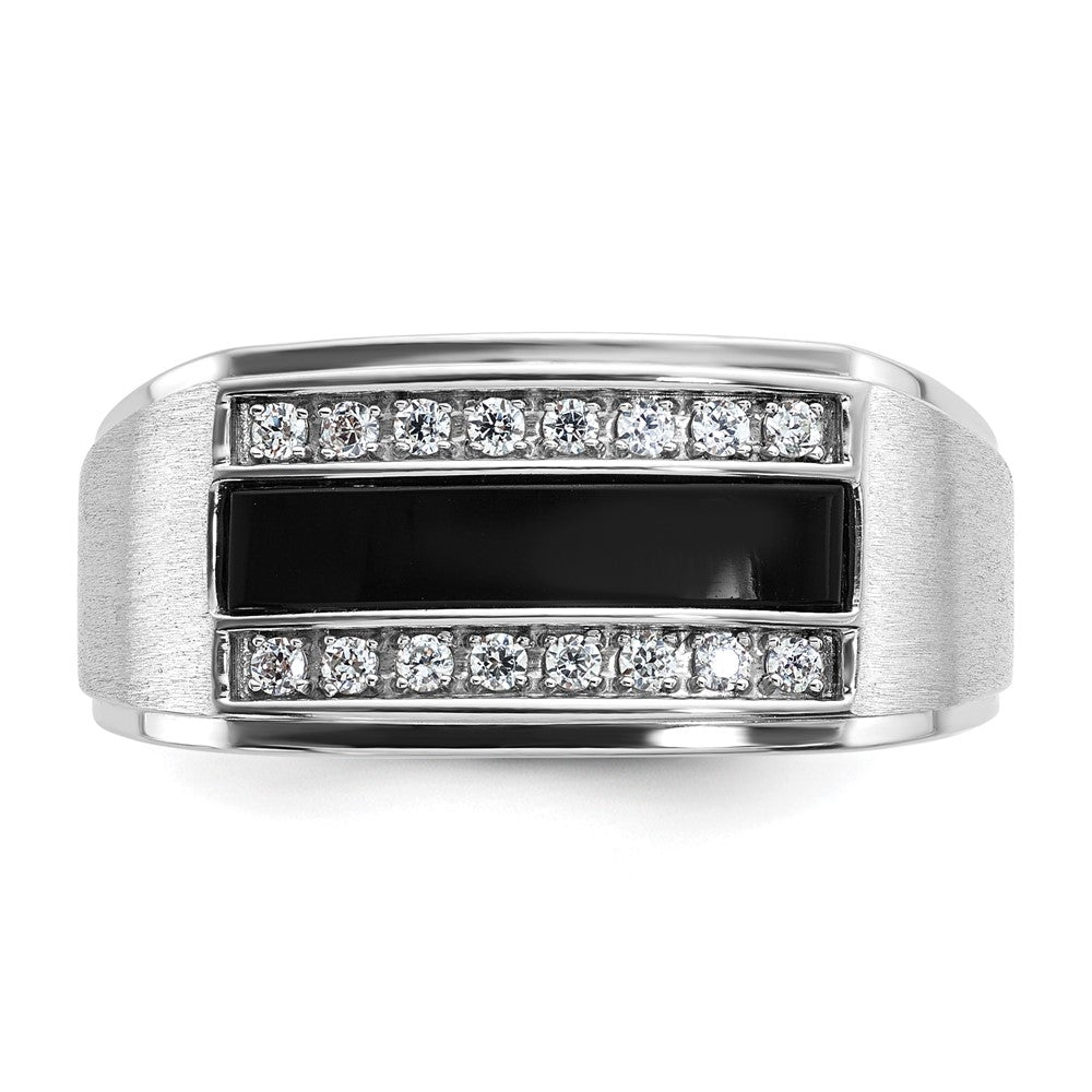 IBGoodman Men's Polished and Satin Onyx and 1/6 Carat AA Quality Diamond Ring - WBC
