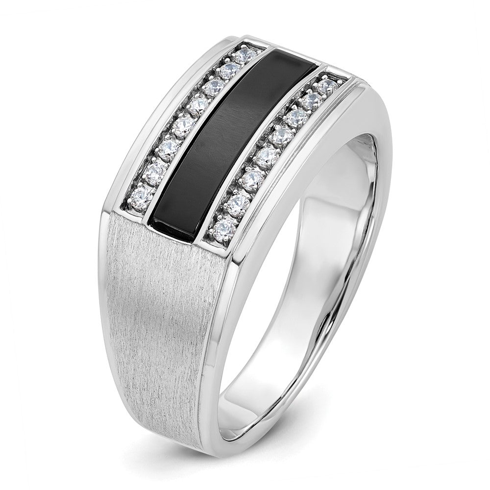 IBGoodman Men's Polished and Satin Onyx and 1/6 Carat AA Quality Diamond Ring - WBC