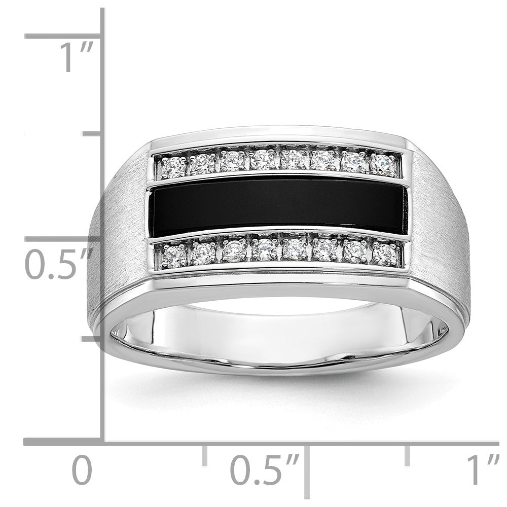 IBGoodman Men's Polished and Satin Onyx and 1/6 Carat AA Quality Diamond Ring - WBC