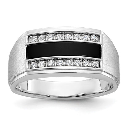 IBGoodman Men's Polished and Satin Onyx and 1/6 Carat AA Quality Diamond Ring - WBC