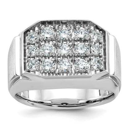 IB Goodman Mens Polished and Satin 1.5 Carat AA Quality Diamond Cluster Ring - WBC