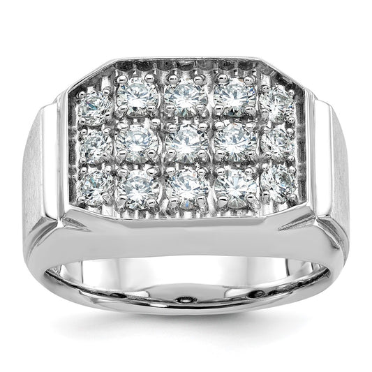 IB Goodman Mens Polished and Satin 1.5 Carat AA Quality Diamond Cluster Ring - WBC
