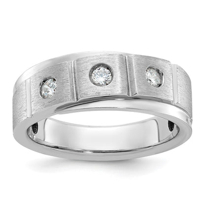 IB Goodman Mens Polished and Satin 1/4 carat Diamond Complete Ring - WBC