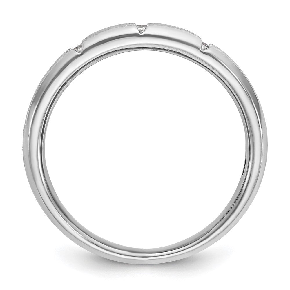 IBGoodman Men's Polished Satin and Grooved 3-Stone 1/5 Carat AA Quality Diamond Ring - WBC