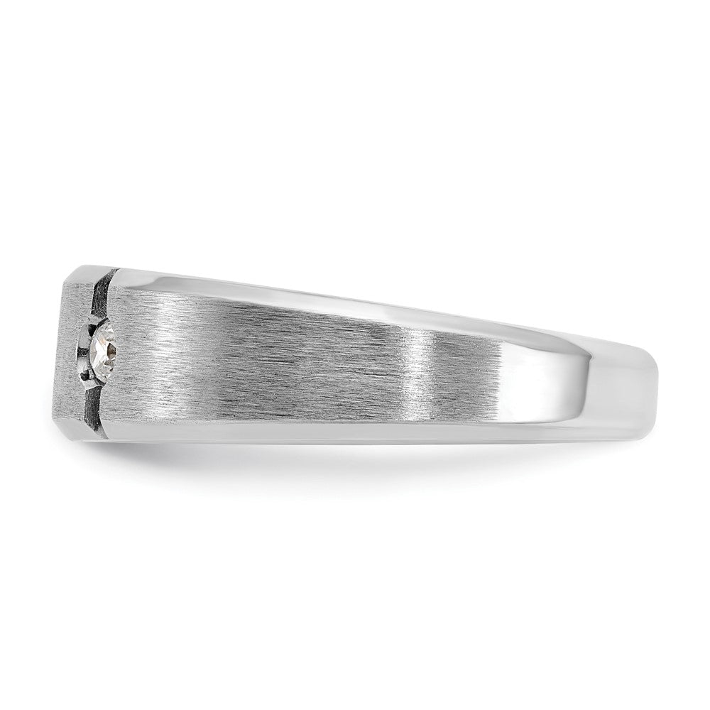 IBGoodman Men's Polished Satin and Grooved 3-Stone 1/5 Carat AA Quality Diamond Ring - WBC