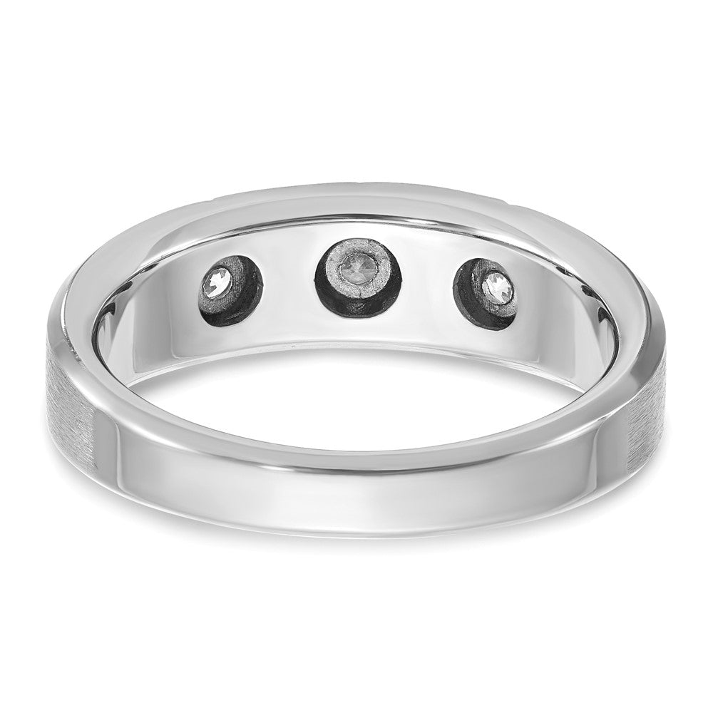 IBGoodman Men's Polished Satin and Grooved 3-Stone 1/5 Carat AA Quality Diamond Ring - WBC