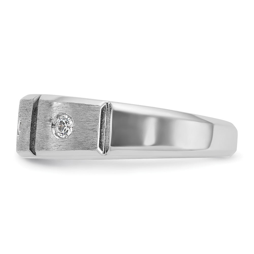 IBGoodman Men's Polished Satin and Grooved 3-Stone 1/5 Carat AA Quality Diamond Ring - WBC