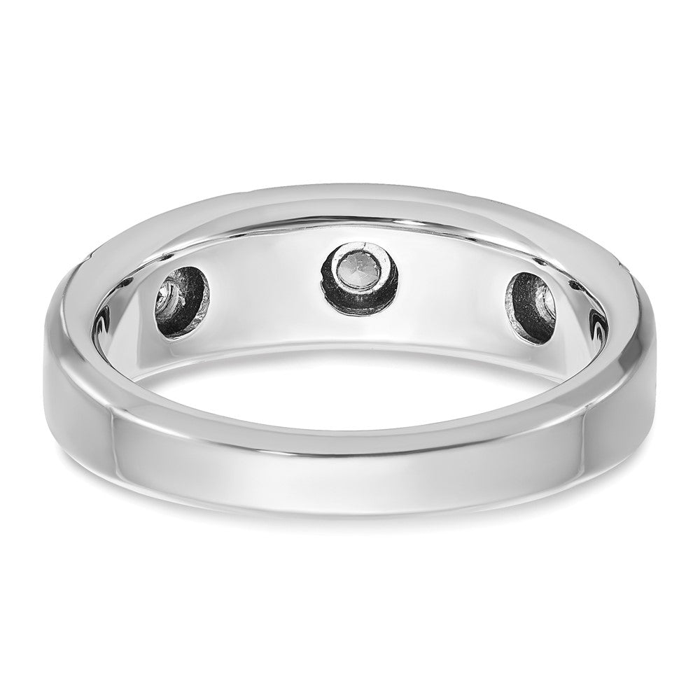 IBGoodman Men's Polished Satin and Grooved 3-Stone 1/5 Carat AA Quality Diamond Ring - WBC