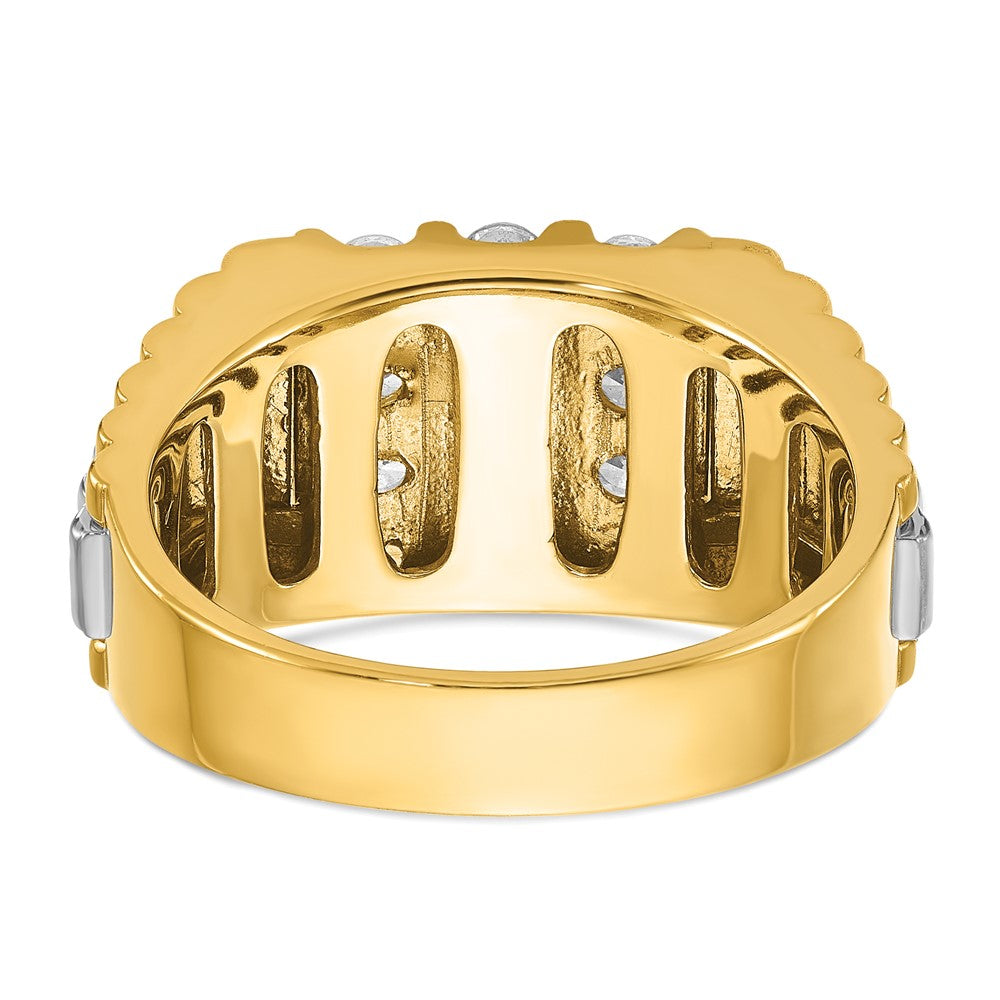 IB Goodman Two-tone Mens Polished and Textured 3-Row 1 Carat AA Quality Diamond Ring - WBC