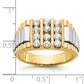 IB Goodman Two-tone Mens Polished and Textured 3-Row 1 Carat AA Quality Diamond Ring - WBC