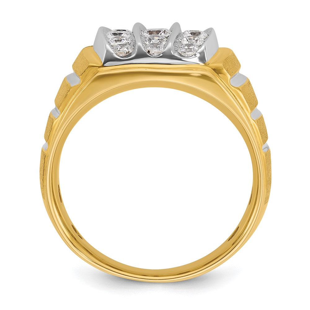 IBGoodman Two-tone with Rhodium Men's Polished Satin and Grooved 1 Carat AA Quality Diamond Ring - WBC