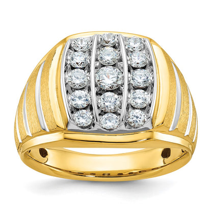 IBGoodman Two-tone with Rhodium Men's Polished Satin and Grooved 1 Carat AA Quality Diamond Ring - WBC