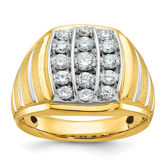 IBGoodman Two-tone with Rhodium Men's Polished Satin and Grooved 1 Carat AA Quality Diamond Ring - WBC