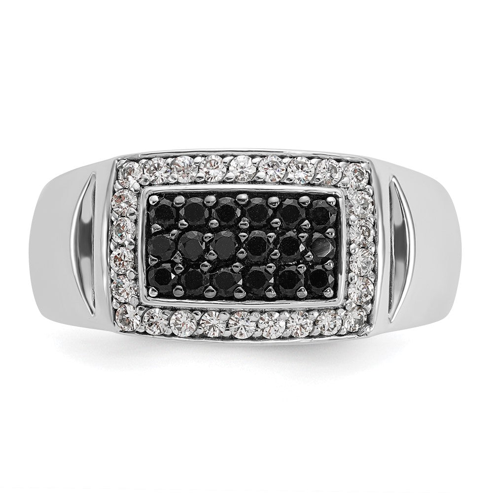 IBGoodman Men's Polished and Cut-Out 3/4 Carat AA Quality Black and Diamond Rectangle Ring - WBC