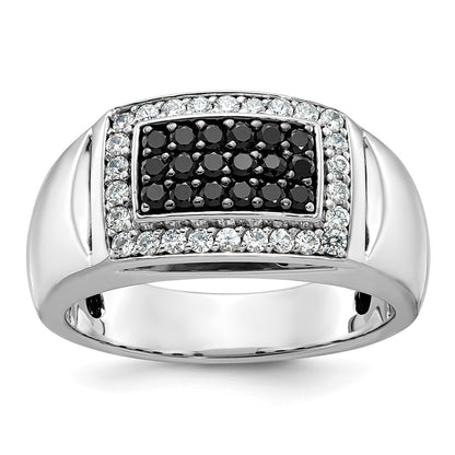 IBGoodman Men's Polished and Cut-Out 3/4 Carat AA Quality Black and Diamond Rectangle Ring - WBC