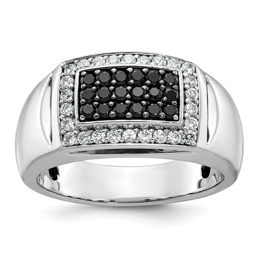 IBGoodman Men's Polished and Cut-Out 3/4 Carat AA Quality Black and Diamond Rectangle Ring - WBC