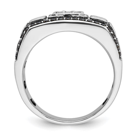 IBGoodman with Black Rhodium Men's Polished Satin and Cobblestone Textured Black and 5/8 Carat AA Quality Diamond Ring - WBC