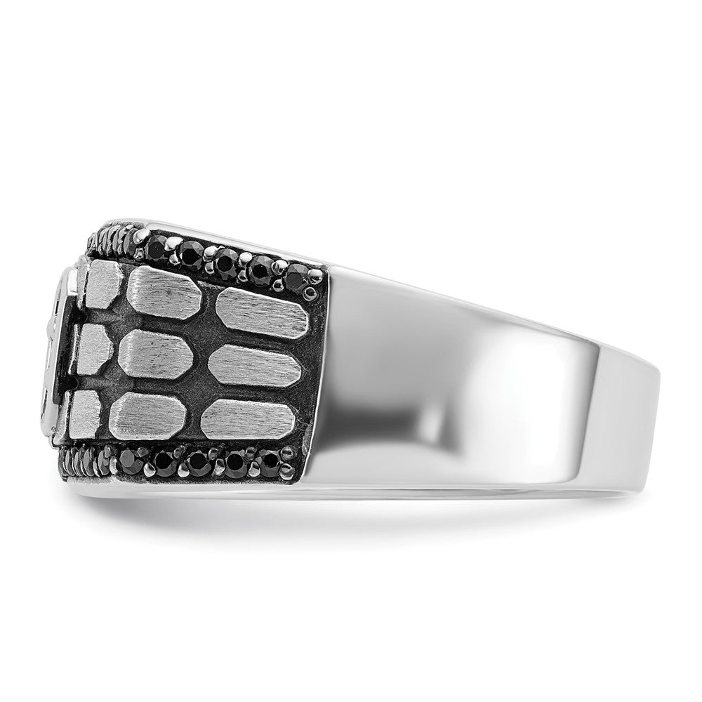 IBGoodman with Black Rhodium Men's Polished Satin and Cobblestone Textured Black and 5/8 Carat AA Quality Diamond Ring - WBC