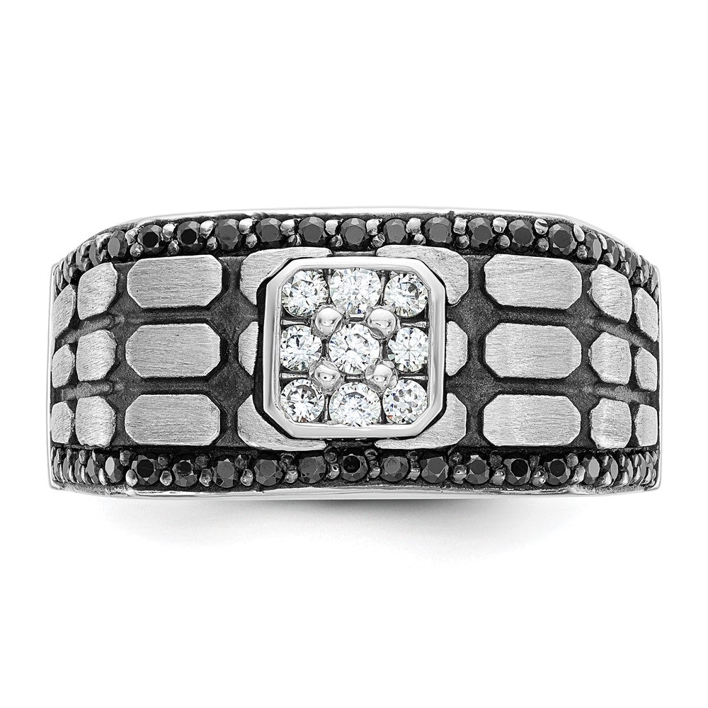 IBGoodman with Black Rhodium Men's Polished Satin and Cobblestone Textured Black and 5/8 Carat AA Quality Diamond Ring - WBC