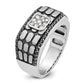 IBGoodman with Black Rhodium Men's Polished Satin and Cobblestone Textured Black and 5/8 Carat AA Quality Diamond Ring - WBC