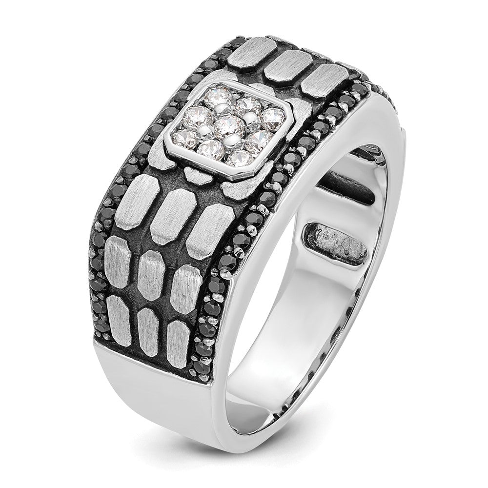 IBGoodman with Black Rhodium Men's Polished Satin and Cobblestone Textured Black and 5/8 Carat AA Quality Diamond Ring - WBC