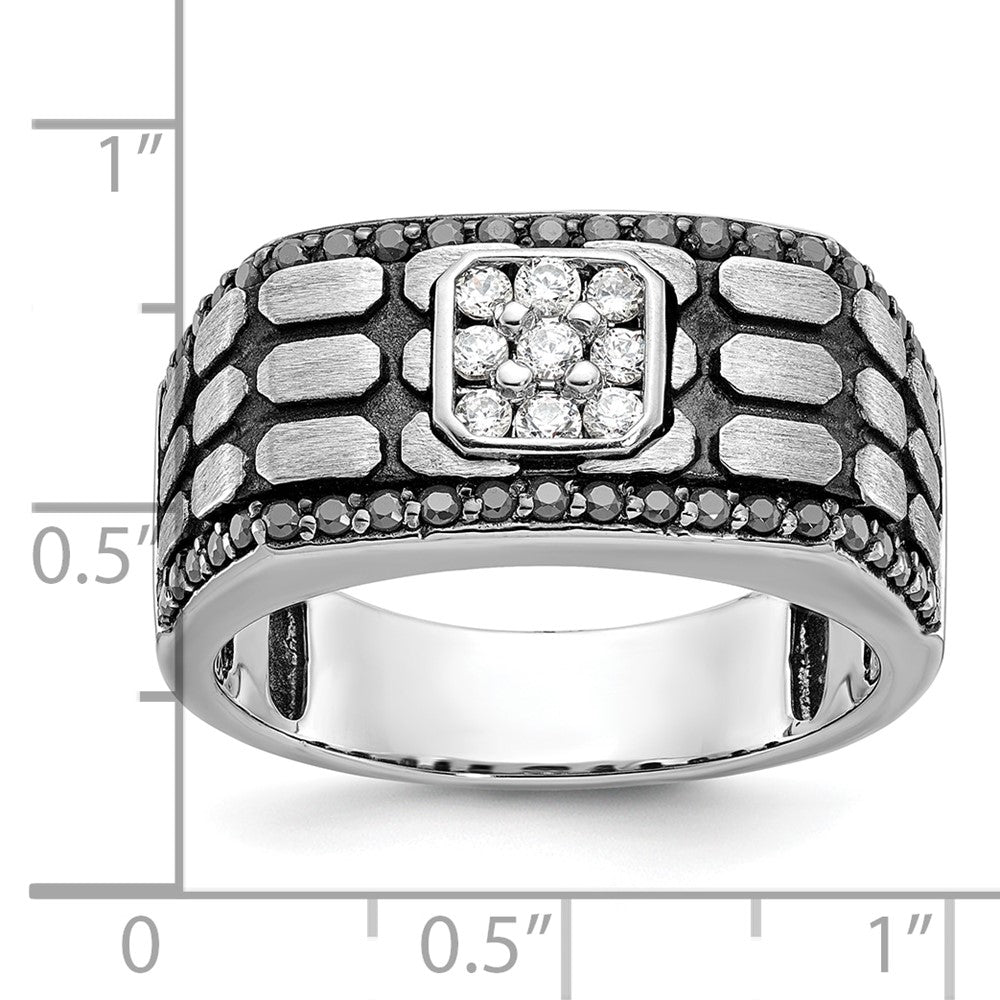 IBGoodman with Black Rhodium Men's Polished Satin and Cobblestone Textured Black and 5/8 Carat AA Quality Diamond Ring - WBC