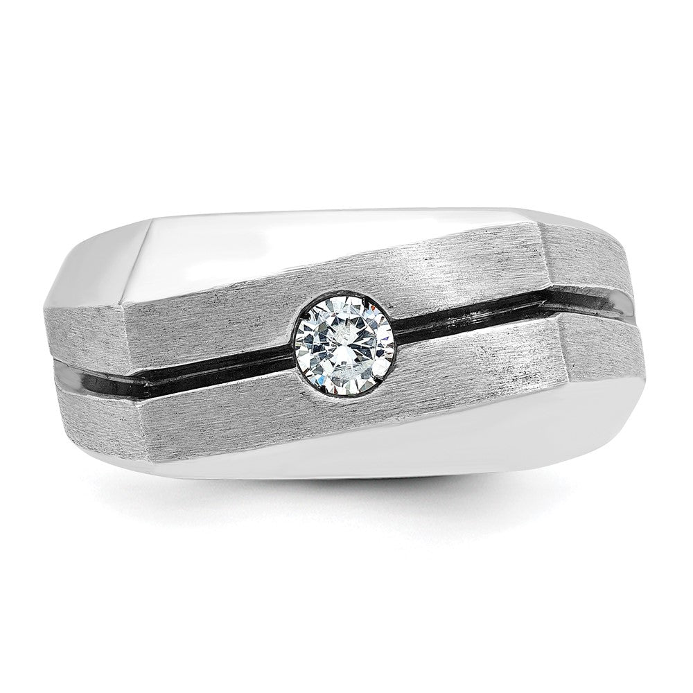 IB Goodman with Black Rhodium Mens Satin 1/5 carat Diamond Complete Ring - WBC