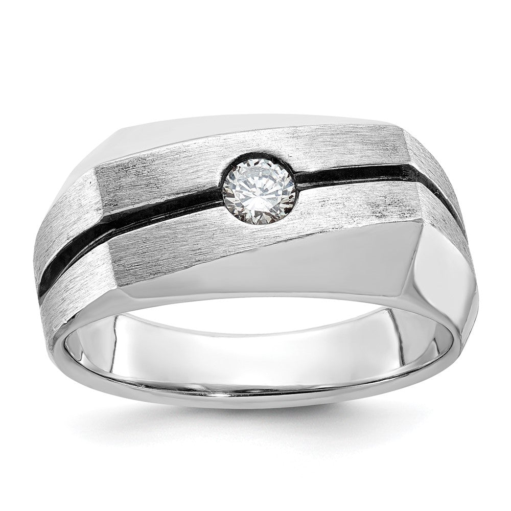 IB Goodman with Black Rhodium Mens Satin 1/5 carat Diamond Complete Ring - WBC