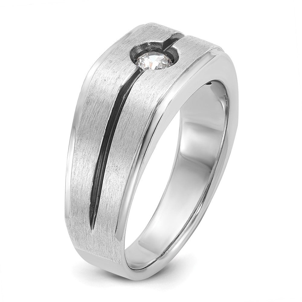 IB Goodman with Black Rhodium Mens Satin 1/5 carat Diamond Complete Ring - WBC