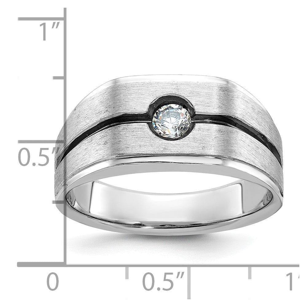 IB Goodman with Black Rhodium Mens Satin 1/5 carat Diamond Complete Ring - WBC