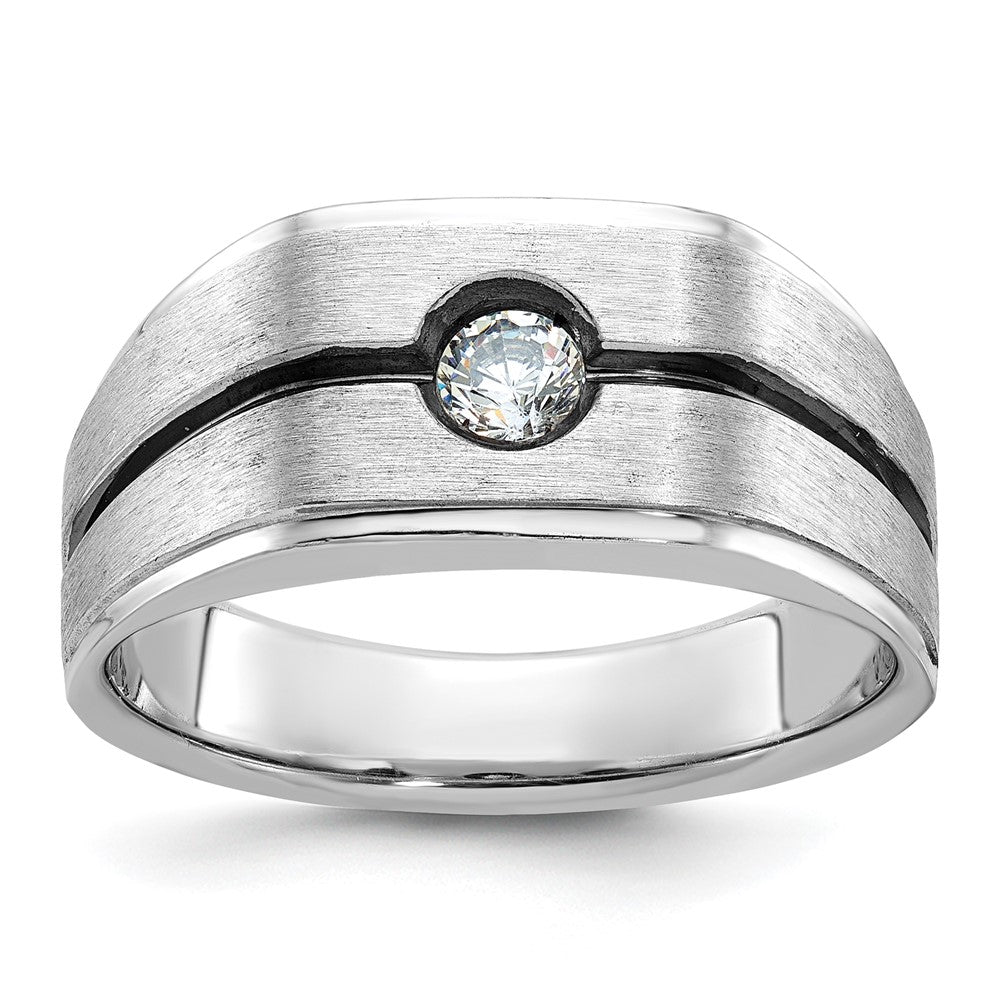 IB Goodman with Black Rhodium Mens Satin 1/5 carat Diamond Complete Ring - WBC