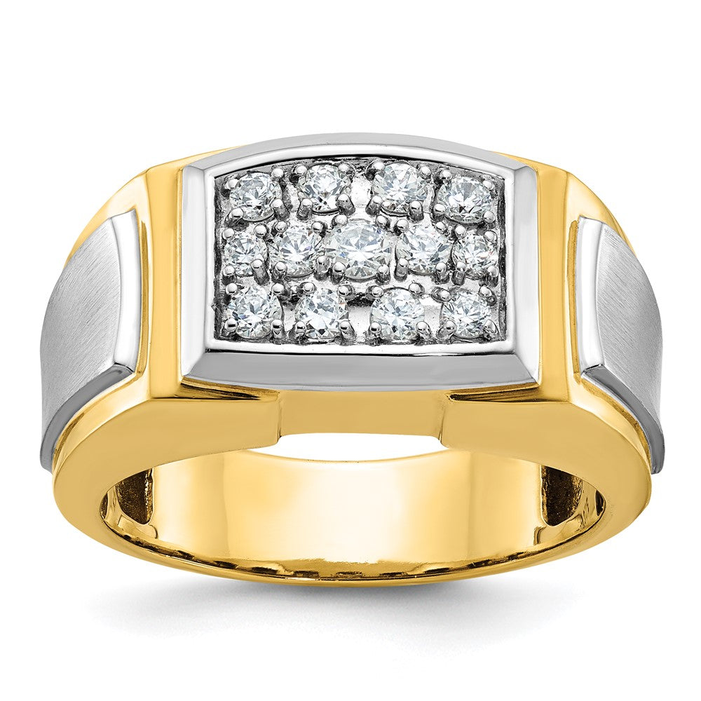 IBGoodman with Rhodium Men's Polished and Satin 1/2 Carat AA Quality Diamond Cluster Ring - WBC