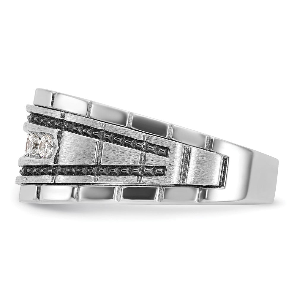 IBGoodman with Black Rhodium Men's Polished Satin and Textured 7-Stone 1/2 Carat AA Quality Diamond Ring - WBC