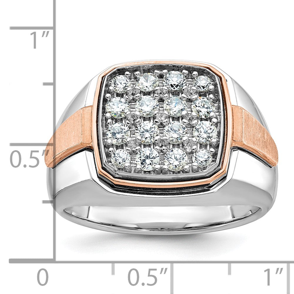 IBGoodman and Men's Polished and Satin 1 Carat AA Quality Diamond Cluster Ring - WBC