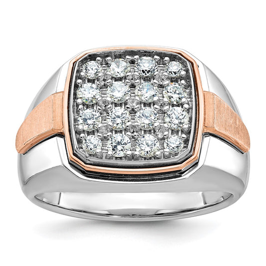 IBGoodman and Men's Polished and Satin 1 Carat AA Quality Diamond Cluster Ring - WBC