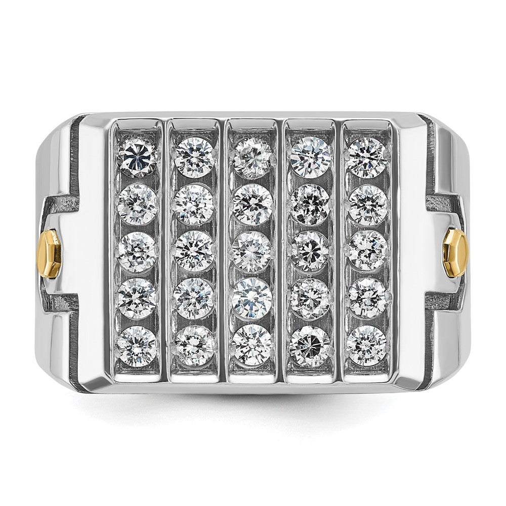 IBGoodman Two-tone with Black Rhodium Men's Polished and Grooved 5-Row 1 3/4 Carat AA Quality Diamond Cluster Ring - WBC