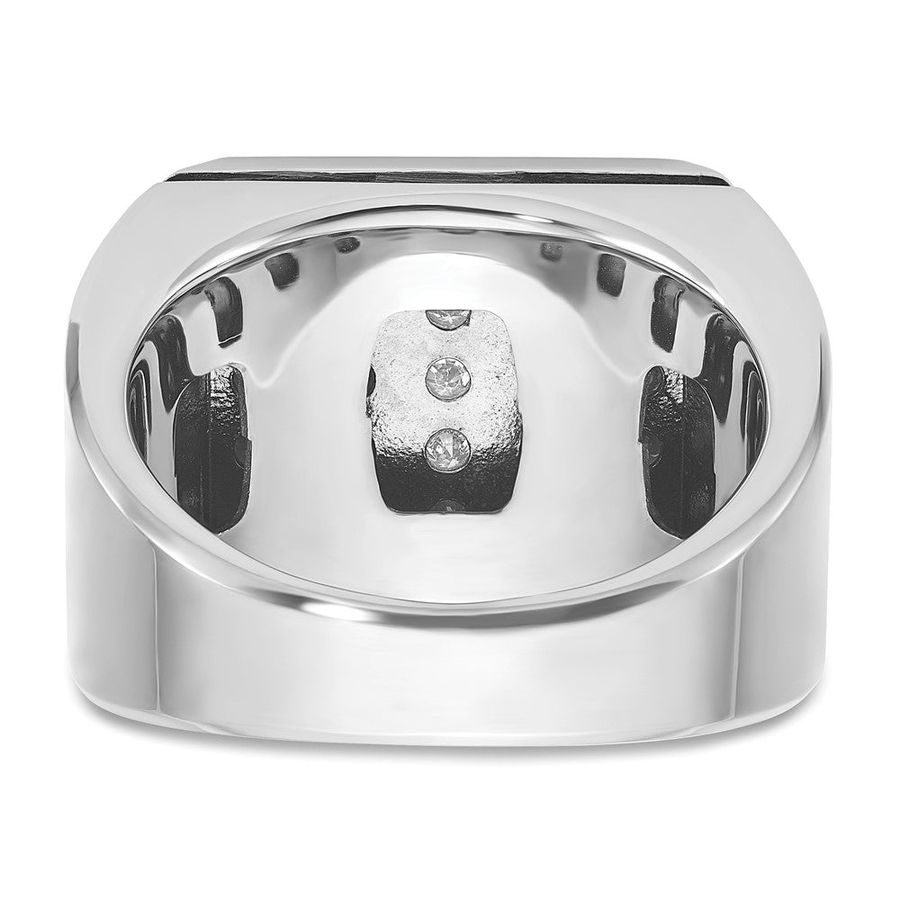 IBGoodman Two-tone with Black Rhodium Men's Polished and Grooved 5-Row 1 3/4 Carat AA Quality Diamond Cluster Ring - WBC