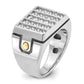 IBGoodman Two-tone with Black Rhodium Men's Polished and Grooved 5-Row 1 3/4 Carat AA Quality Diamond Cluster Ring - WBC