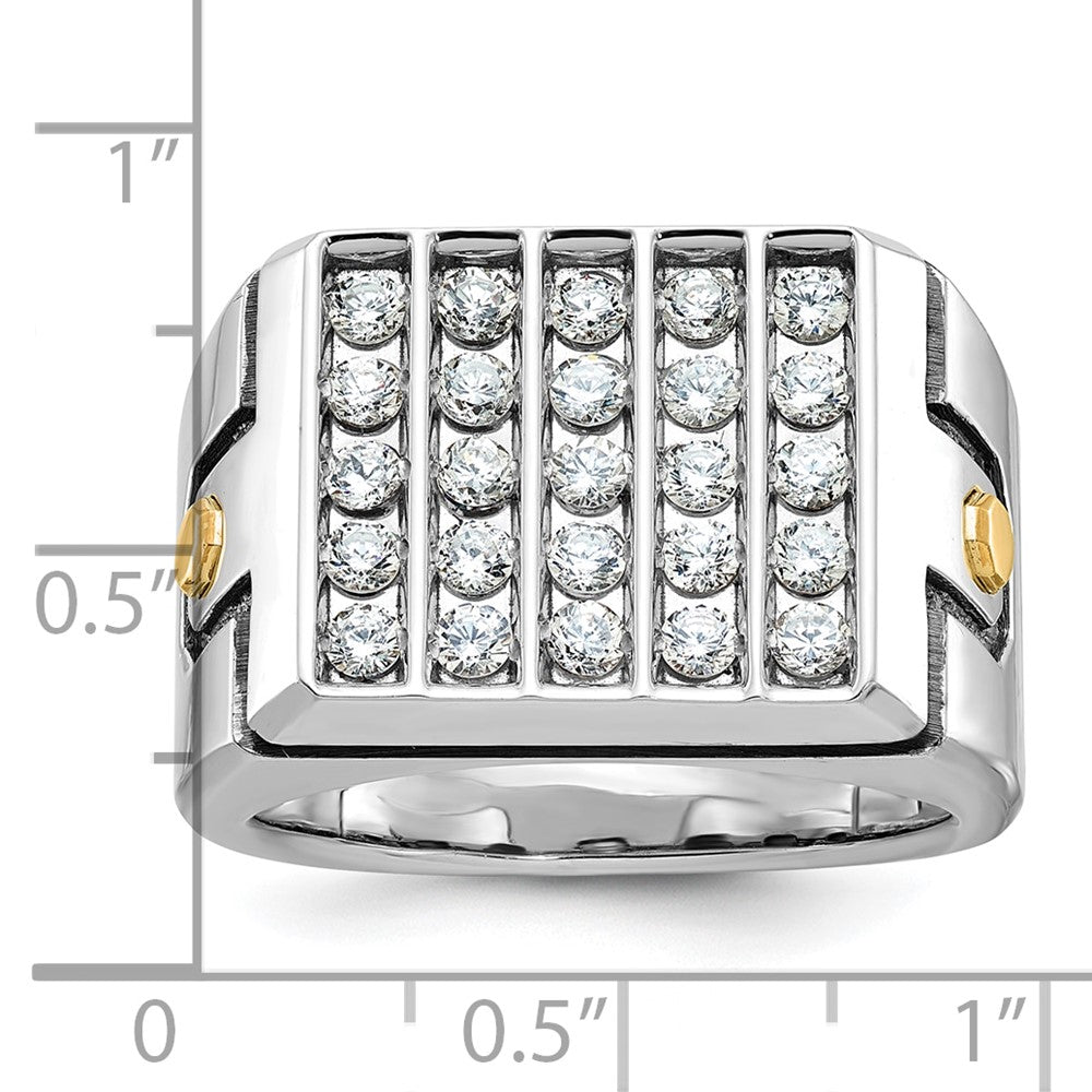 IBGoodman Two-tone with Black Rhodium Men's Polished and Grooved 5-Row 1 3/4 Carat AA Quality Diamond Cluster Ring - WBC
