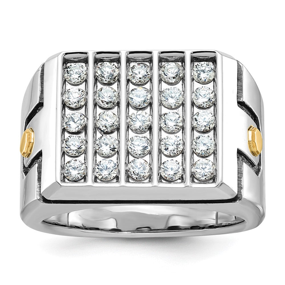 IBGoodman Two-tone with Black Rhodium Men's Polished and Grooved 5-Row 1 3/4 Carat AA Quality Diamond Cluster Ring - WBC