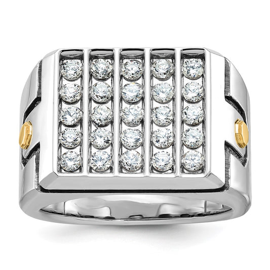 IBGoodman Two-tone with Black Rhodium Men's Polished and Grooved 5-Row 1 3/4 Carat AA Quality Diamond Cluster Ring - WBC