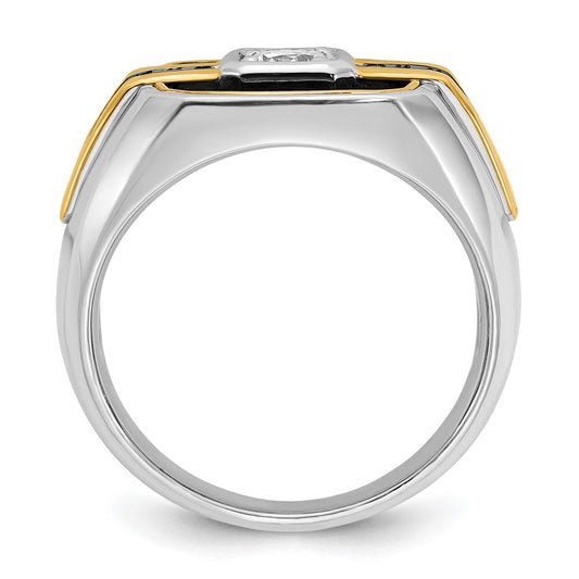 IBGoodman Two-tone with Black Rhodium Men's Polished and Satin Black and 1/4 Carat AA Quality Diamond Ring - WBC