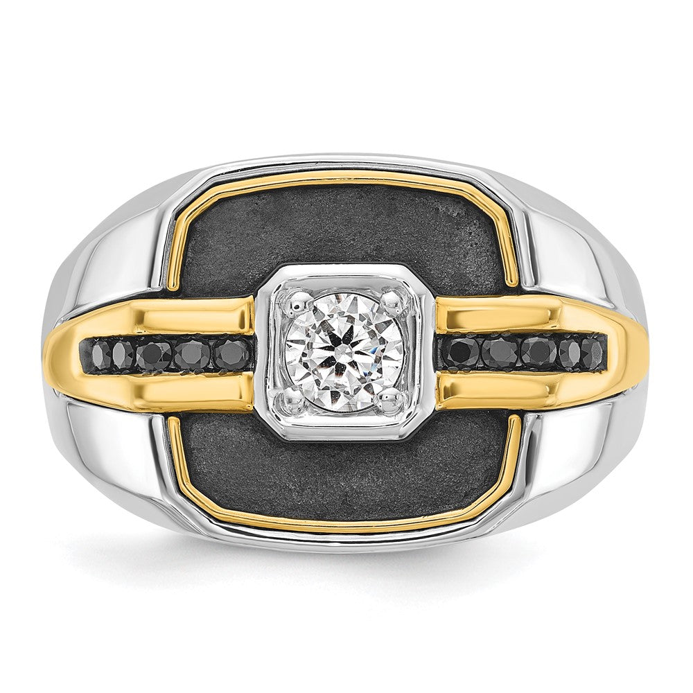 IBGoodman Two-tone with Black Rhodium Men's Polished and Satin Black and 1/4 Carat AA Quality Diamond Ring - WBC