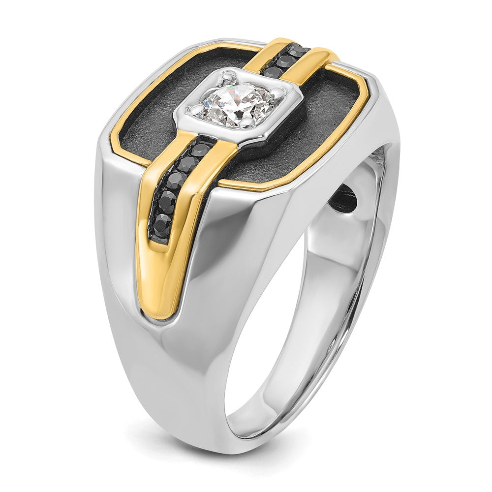 IBGoodman Two-tone with Black Rhodium Men's Polished and Satin Black and 1/4 Carat AA Quality Diamond Ring - WBC