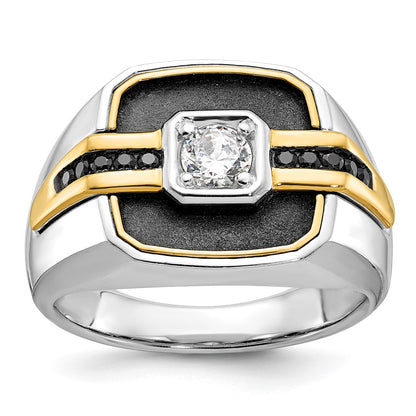 IBGoodman Two-tone with Black Rhodium Men's Polished and Satin Black and 1/4 Carat AA Quality Diamond Ring - WBC
