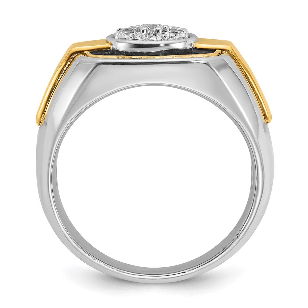 IBGoodman Two-tone with Black Rhodium Men's Polished and Satin 1/2 Carat AA Quality Diamond Cluster Ring - WBC