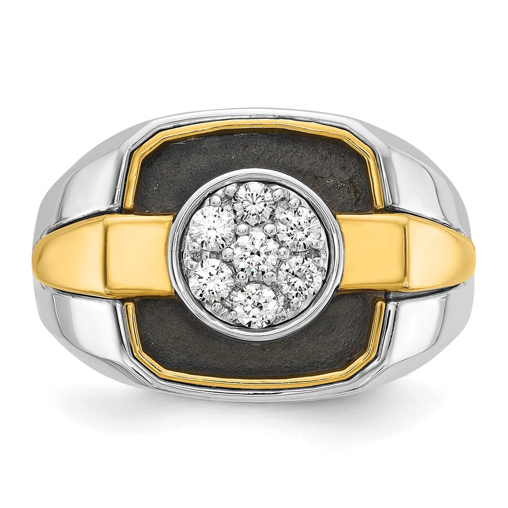 IBGoodman Two-tone with Black Rhodium Men's Polished and Satin 1/2 Carat AA Quality Diamond Cluster Ring - WBC