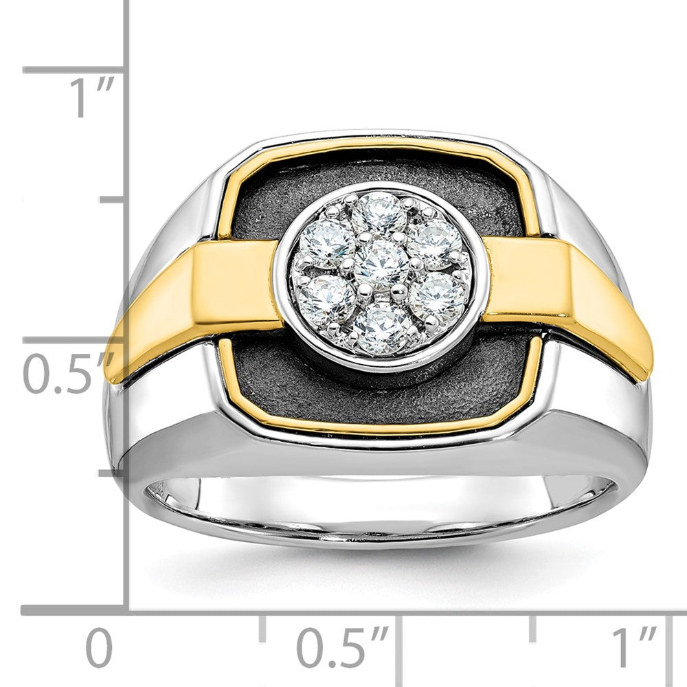 IBGoodman Two-tone with Black Rhodium Men's Polished and Satin 1/2 Carat AA Quality Diamond Cluster Ring - WBC