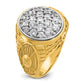 IBGoodman Two-tone Men's Polished and Textured 1 5/8 Carat AA Quality Diamond Oval Cluster Ring - WBC