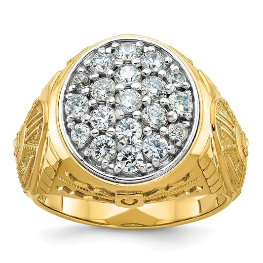 IBGoodman Two-tone Men's Polished and Textured 1 5/8 Carat AA Quality Diamond Oval Cluster Ring - WBC